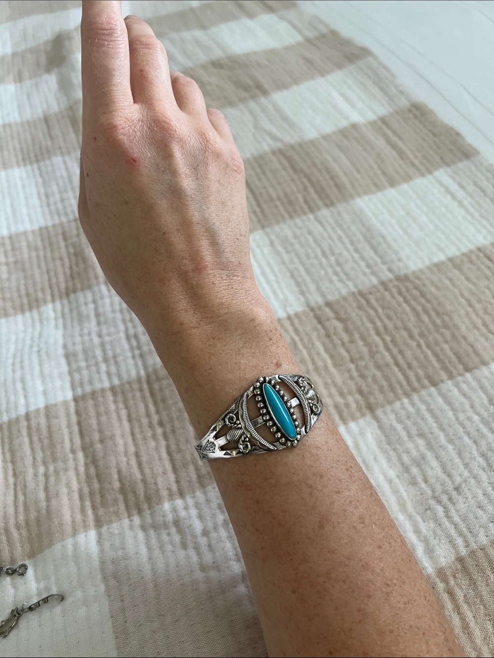 Sterling Silver Turquoise Navajo-Style Cuff Bracelet